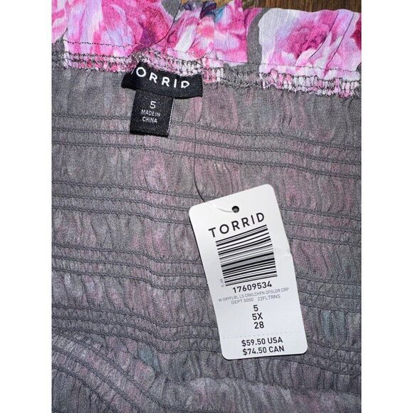 NWT Crinkle Chiffon Smocked Waist Off-Shoulder Crop Top Size 5 - Picture 10 of 16